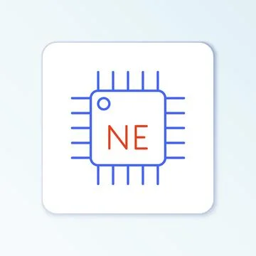 Line Computer processor with microcircuits CPU icon isolated on white background イラスト素材