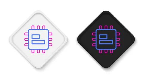 Line Computer processor with microcircuits CPU icon isolated on white background イラスト素材