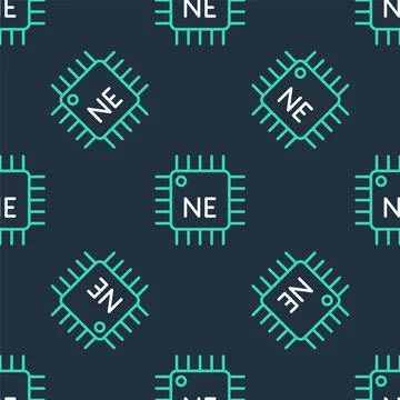 Line Computer processor with microcircuits CPU icon isolated seamless pattern on イラスト素材