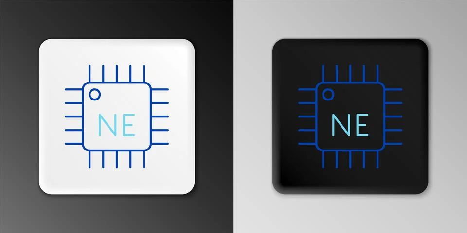 Line Computer processor with microcircuits CPU icon isolated on grey background Stock Illustration