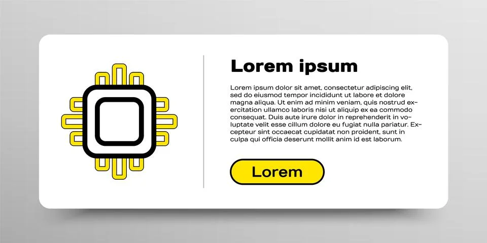 Line Computer processor with microcircuits CPU icon isolated on white backgro Illustrazione stock