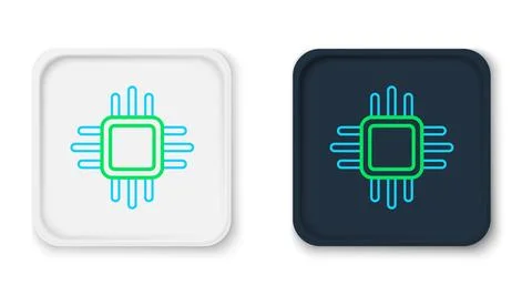Line Computer processor with microcircuits CPU icon isolated on white background イラスト素材