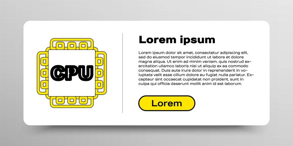 Line Computer processor with microcircuits CPU icon isolated on white backgro Stock Illustration