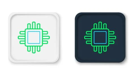 Line Computer processor with microcircuits CPU icon isolated on white backg.. イラスト素材