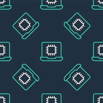 Line Computer processor with microcircuits CPU icon isolated seamless patte.. イラスト素材