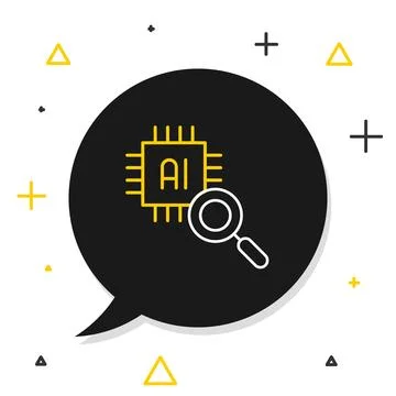 Line Computer processor with microcircuits CPU icon isolated on white backg.. イラスト素材