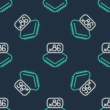 Line Computer processor with microcircuits CPU icon isolated seamless patte.. イラスト素材