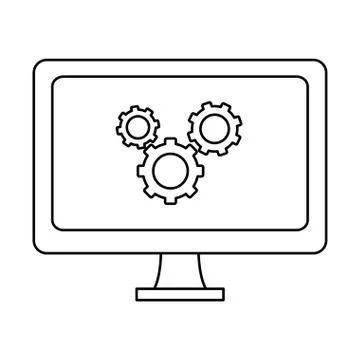Line computer technology with gears process industry Stock Illustration