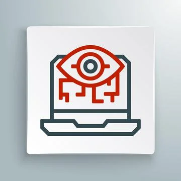 Line Computer vision icon isolated on white background. Technical vision, eye Stock Illustration