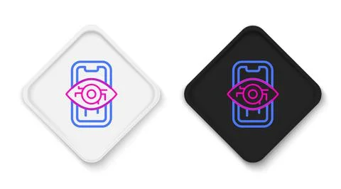 Line Computer vision icon isolated on white background. Technical vision, eye Illustrazione stock