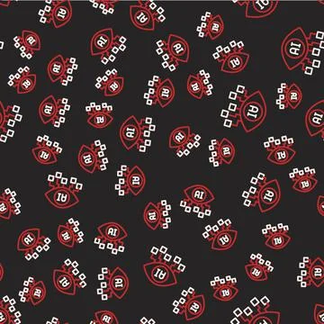 Line Computer vision icon isolated seamless pattern on black background. Tech Stock Illustration
