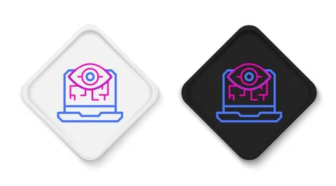 Line Computer vision icon isolated on white background. Technical vision, eye Stock Illustration