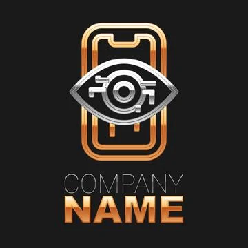 Line Computer vision icon isolated on black background. Technical vision, eye Stock Illustration