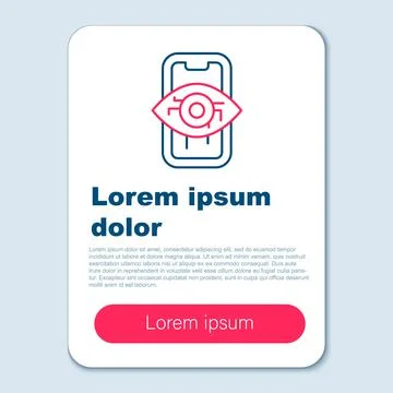 Line Computer vision icon isolated on grey background. Technical vision, eye Stock Illustration