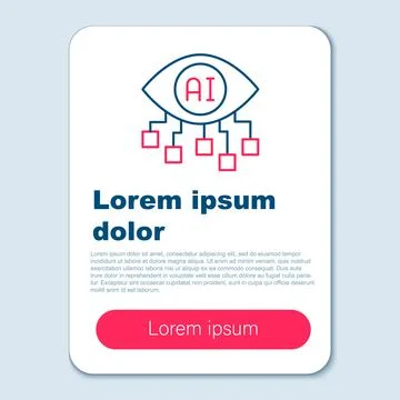 Line Computer vision icon isolated on grey background. Technical vision, eye Illustrazione stock