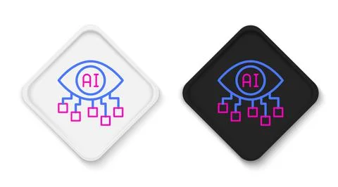 Line Computer vision icon isolated on white background. Technical vision, eye Stock Illustration