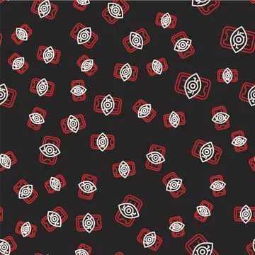 Line Computer vision icon isolated seamless pattern on black background Stock Illustration