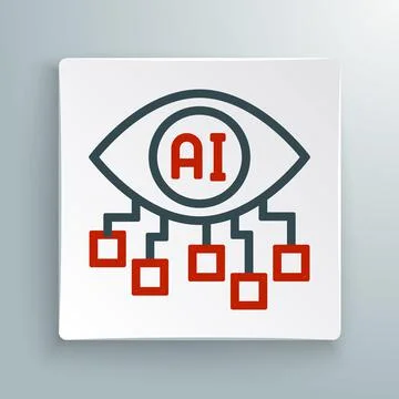 Line Computer vision icon isolated on white background. Technical vision, eye Stock Illustration