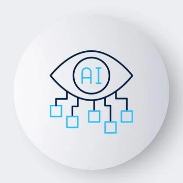 Line Computer vision icon isolated on white background. Technical vision, eye Illustrazione stock