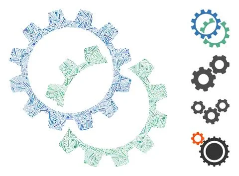 Line Configuration Gears Icon Vector Collage イラスト素材