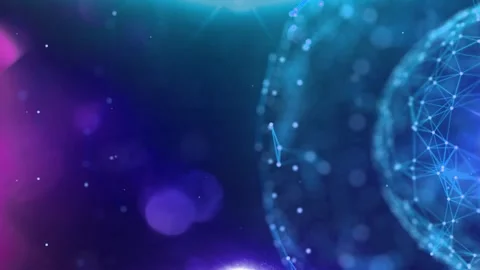 Line Connection Network Animation on Colorful Background - Tech Data Design Stock Footage 313365604