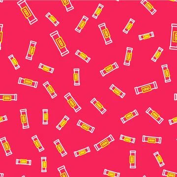 Line Construction bubble level icon isolated seamless pattern on red background Stock Illustration