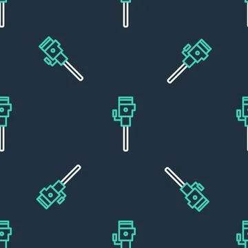 Line Construction jackhammer icon isolated seamless pattern on black background 스톡 일러스트