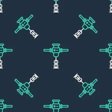 Line Construction jackhammer icon isolated seamless pattern on black background Stock Illustration