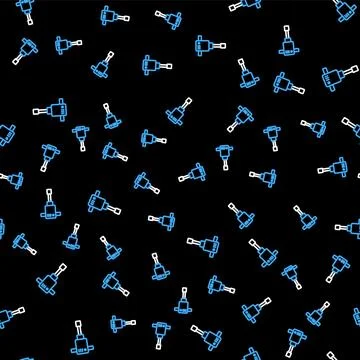 Line Construction jackhammer icon isolated seamless pattern on black background Stockillustratie