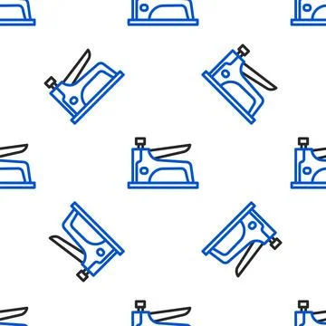 Line Construction stapler icon isolated seamless pattern on white background 스톡 일러스트