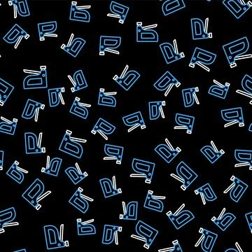 Line Construction stapler icon isolated seamless pattern on black background Illustrazione stock