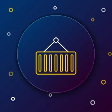 Line Container on crane icon isolated on blue background. Crane lifts a conta 스톡 일러스트