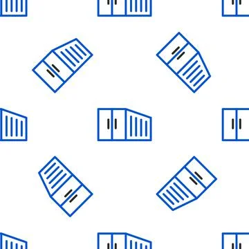 Line Container icon isolated seamless pattern on white background. Crane lifts a Stock Illustration
