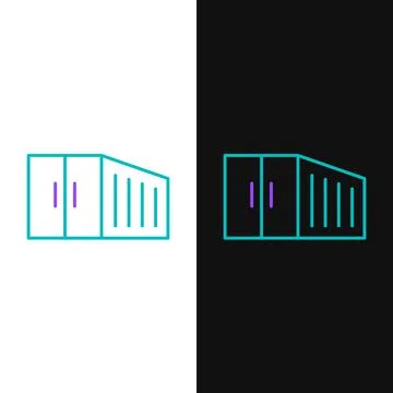 Line Container icon isolated on white and black background. Crane lifts a 스톡 일러스트