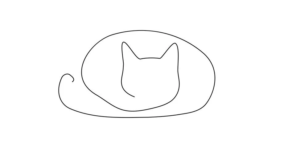 Line continuous cat outline vector drawing sketch one animal pet draw. Cat art Ilustración de archivo