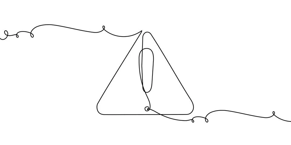 Line continuous exclamation caution stop sign attention danger alert mark icon Illustrazione stock