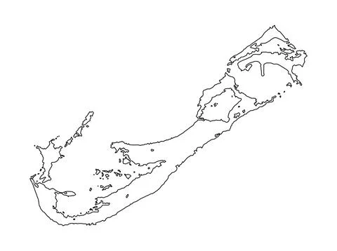 Line contour Bermuda map vector silhouette illustration isolated on white Stock Illustration