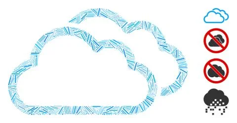 Line Contour Clouds Icon Vector Mosaic Illustrazione stock