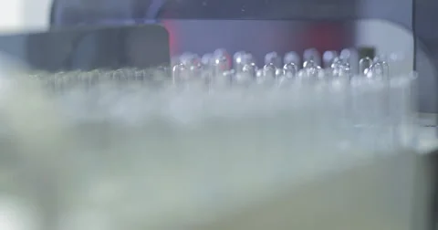 Line Conveyor For Packaging Ampoules (4K) Stock Footage 61383681