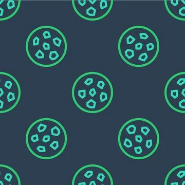 Line Cookie or biscuit with chocolate icon isolated seamless pattern on blu.. Stock Illustration