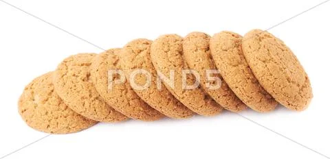 Line of cookies isolated over the white background Stock Photos