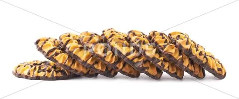 Line of cookies isolated over the white background Stock Photos