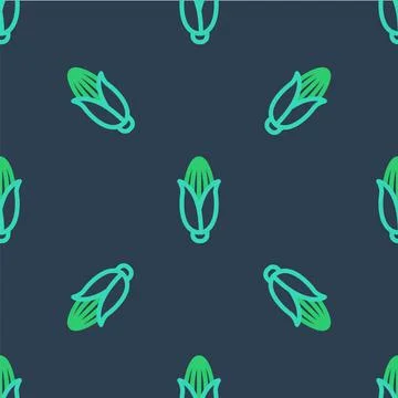 Line Corn icon isolated seamless pattern on blue background. Vector Illustrazione stock