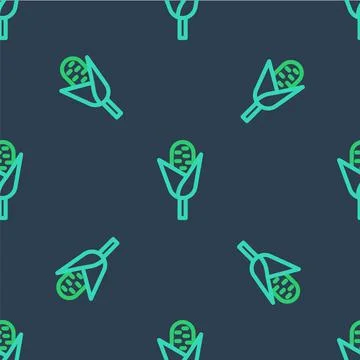 Line Corn icon isolated seamless pattern on blue background. Vector Illustrazione stock
