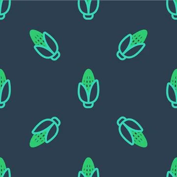 Line Corn icon isolated seamless pattern on blue background. Vector Illustrazione stock