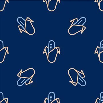 Line Corn icon isolated seamless pattern on blue background. Vector Stock Illustration