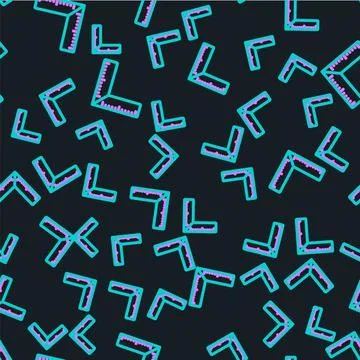 Line Corner ruler icon isolated seamless pattern on black background. Setsquare Stock Illustration