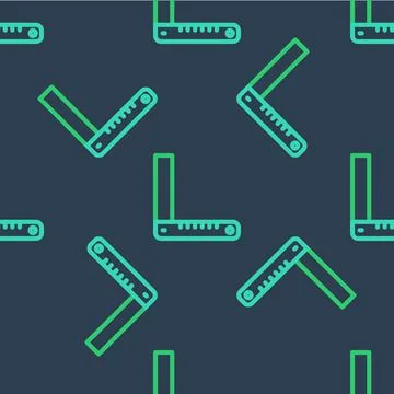 Line Corner ruler icon isolated seamless pattern on blue background. Setsquare Stock Illustration