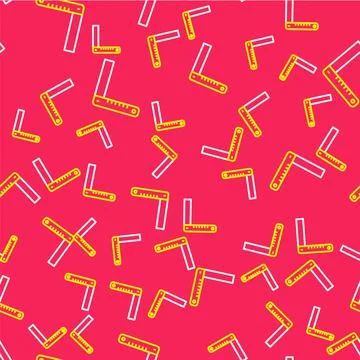 Line Corner ruler icon isolated seamless pattern on red background. Setsquare Illustrazione stock