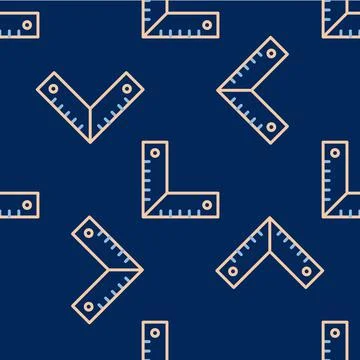 Line Corner ruler icon isolated seamless pattern on blue background. Setsquare 스톡 일러스트